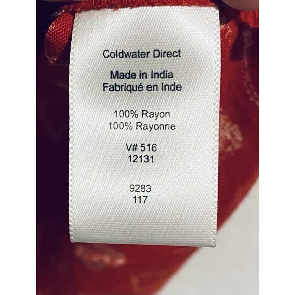 Coldwater Creek Top Womens XS Heart Print Button Up Pleated 3/4 Sleeve Red Boho - Picture 5 of 7